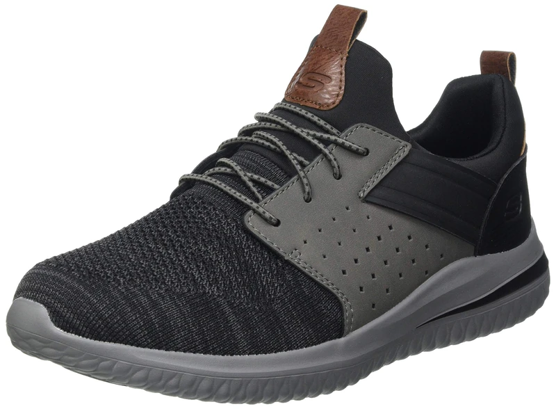 Skechers Men Delson 3.0 Sneaker, Bkgy Black Gray, 7.5 UK