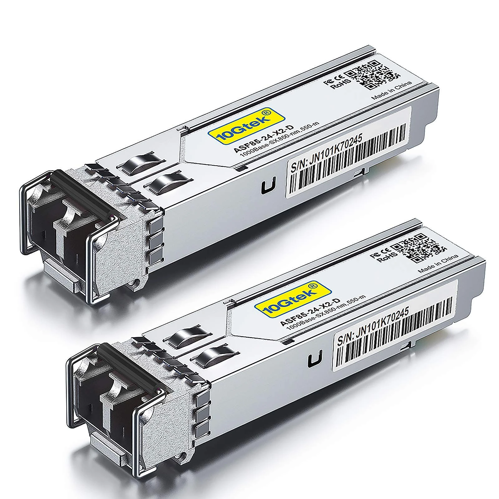 10Gtek [2 Pack] 1G SFP SX LC Multimode Module 550-meter, 1000Base-SX Mini-Gbic Transceiver Compatible for Cisco GLC-SX-MMD, Meraki, Mikrotik, Netgear, Ubiquiti UniFi UF-MM-1G, D-Link,Zyxel and more