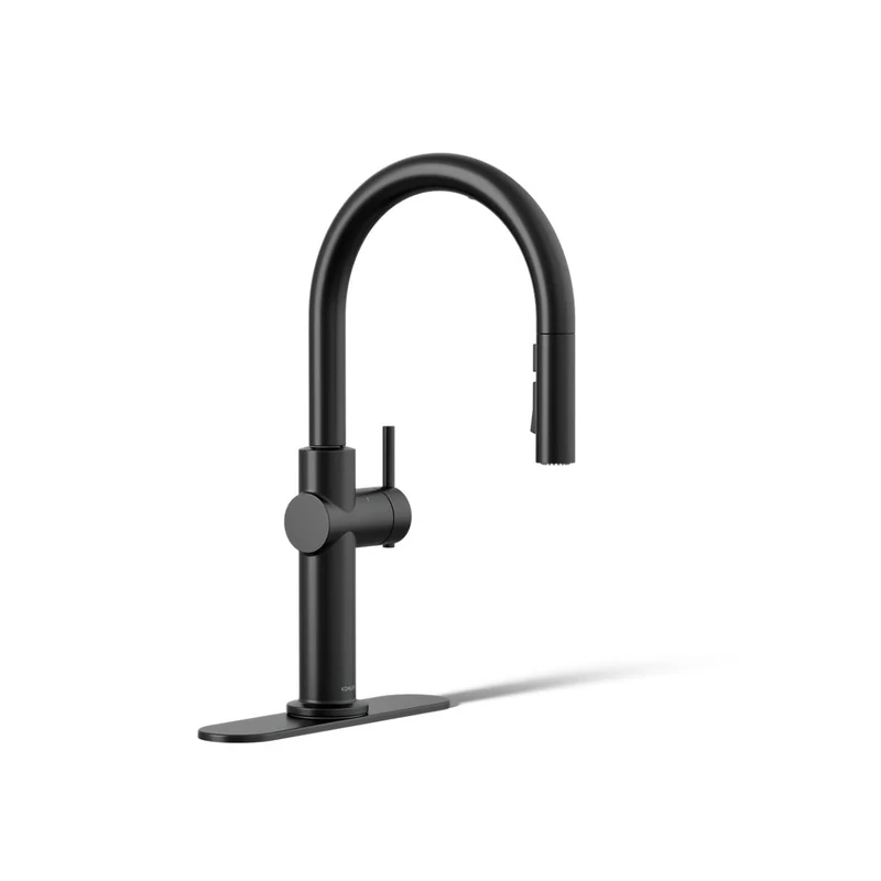 Kohler 22974-BL Crue Touchless Kitchen Faucet with Pull Down Sprayer, Touchless Activation, Motion Sensor, Hands-Free Faucet, Matte Black