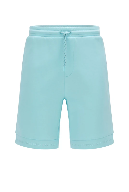 BOSS Mens Headlo 1 Regular-fit Jersey Shorts with Logo hems Blue