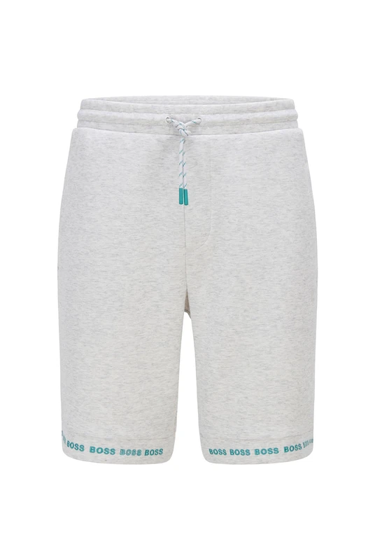 BOSS Mens Headlo 1 Regular-fit Jersey Shorts with Logo hems Grey
