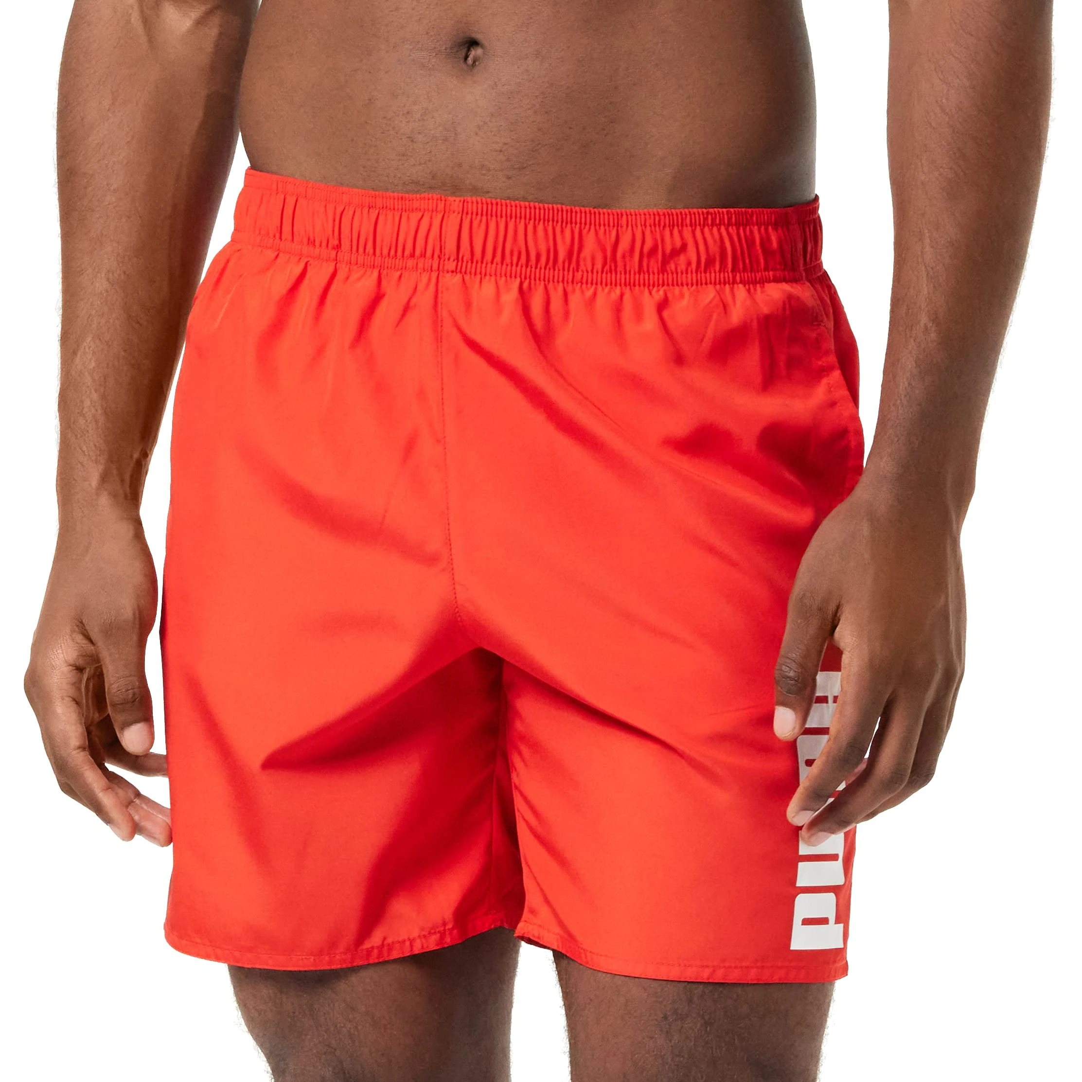 PUMA Men's Swim Men's Mid Shorts Swim Trunks, Red, S