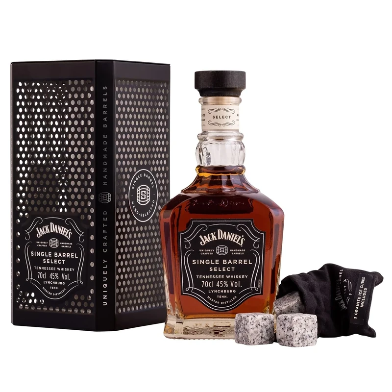 Jack Daniel's Single Barrel Select Whiskey Gift Tin with Stones, 70cl