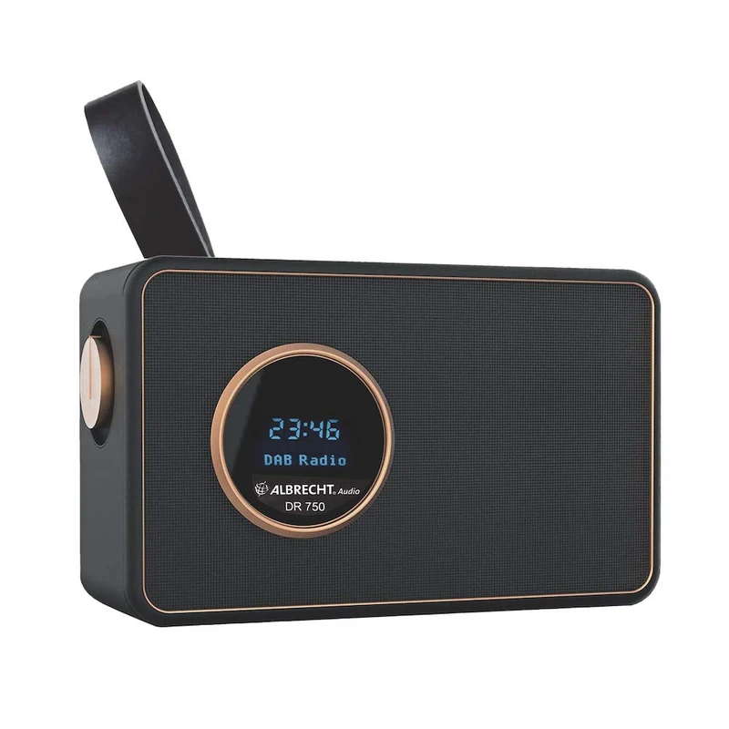 Albrecht DR750 DAB+/FM Handled Radio, 27750, Portable Digital Radio with Crystal Clear Sound with Integrated Battery or Mains Operation, Music Streaming via Smartphone Possible, Colour: Black