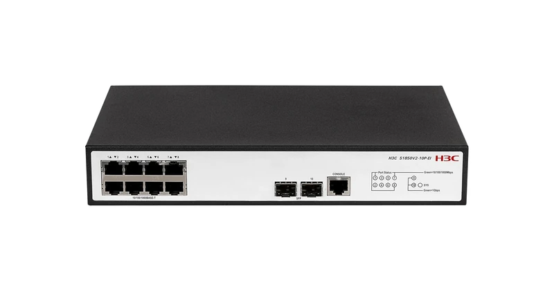 H3C S1850V2-10P-EI L2 Ethernet Switch with 8 x 10/100/1000BASE-T Ports and 2 x 1000BASE-X SFP Ports,(AC) - Image 1