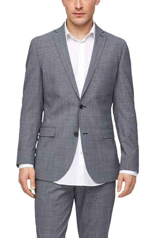 s.Oliver Black Label Men's Tailored Business Suit Jacket, Dark Blue Check, 38L
