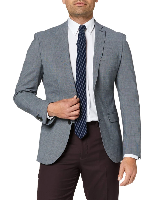 s.Oliver Black Label Men's Tailored Business Suit Jacket, Dark Blue Check, 44S