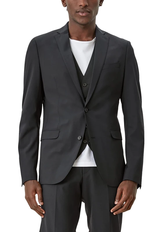 s.Oliver BLACK LABEL Men's Hyper Stretch Business Suit Jacket, Black, 38