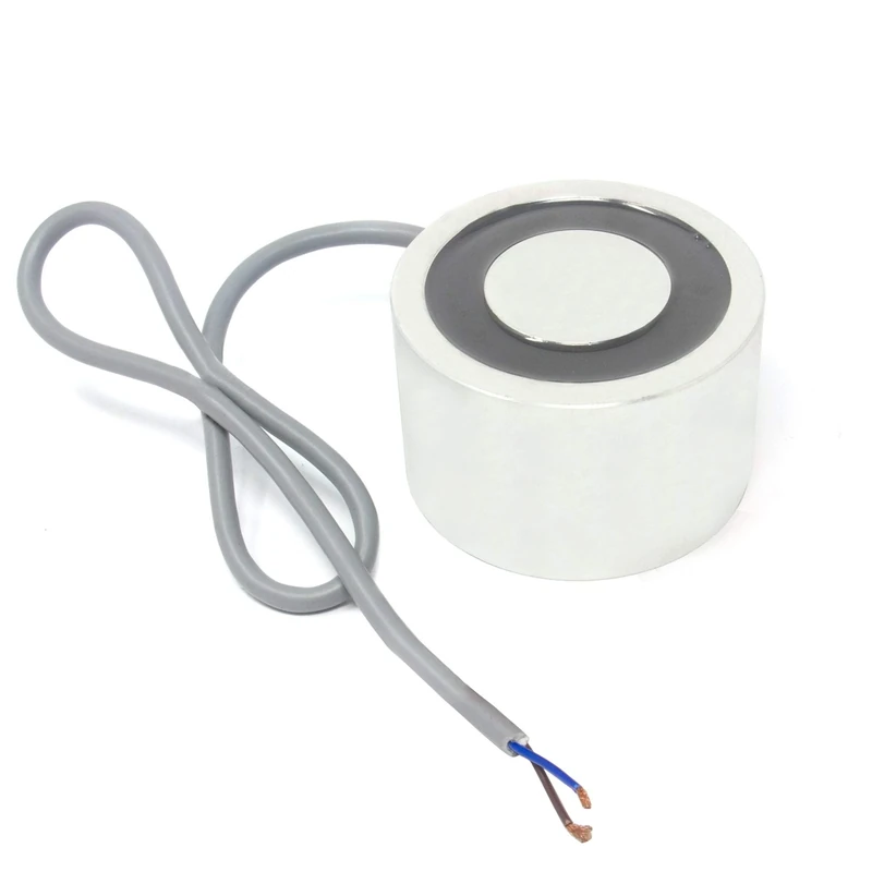 Energise to Release Electromagnet with M8 Mounting Holes for Door Locking, Access, Holding, Medical Devices, Feeder Systems and Automated Packaging - 80mm dia x 50mm thick - 80kg Pull - 24V DC/40W