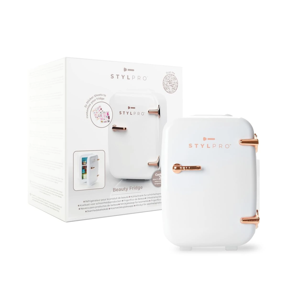 StylPro Mini Beauty Fridge 4L – Portable Skincare for Makeup, Cosmetics & Serums – Small Fridge & Cooler Warmer, Rose Gold for Bedroom, Eye Creams & Face Masks