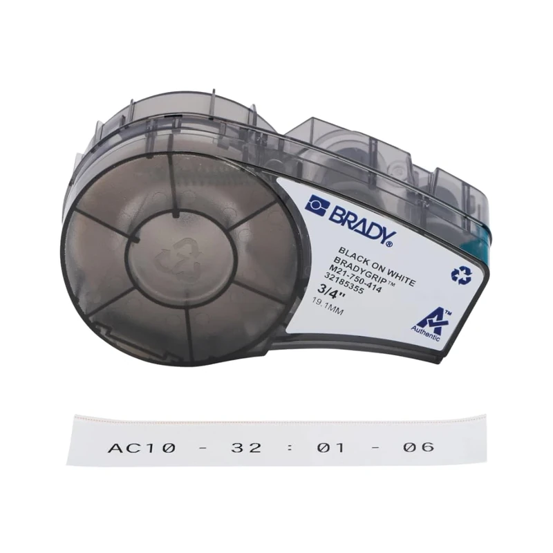 Brady Print-on Hook Material BradyGrip™ for M210 & M211 Printers – Reusable Polyester Labels for Wire and Cable Labelling – Black on White (12.70 mm x 6.40 m) – M21-750-414