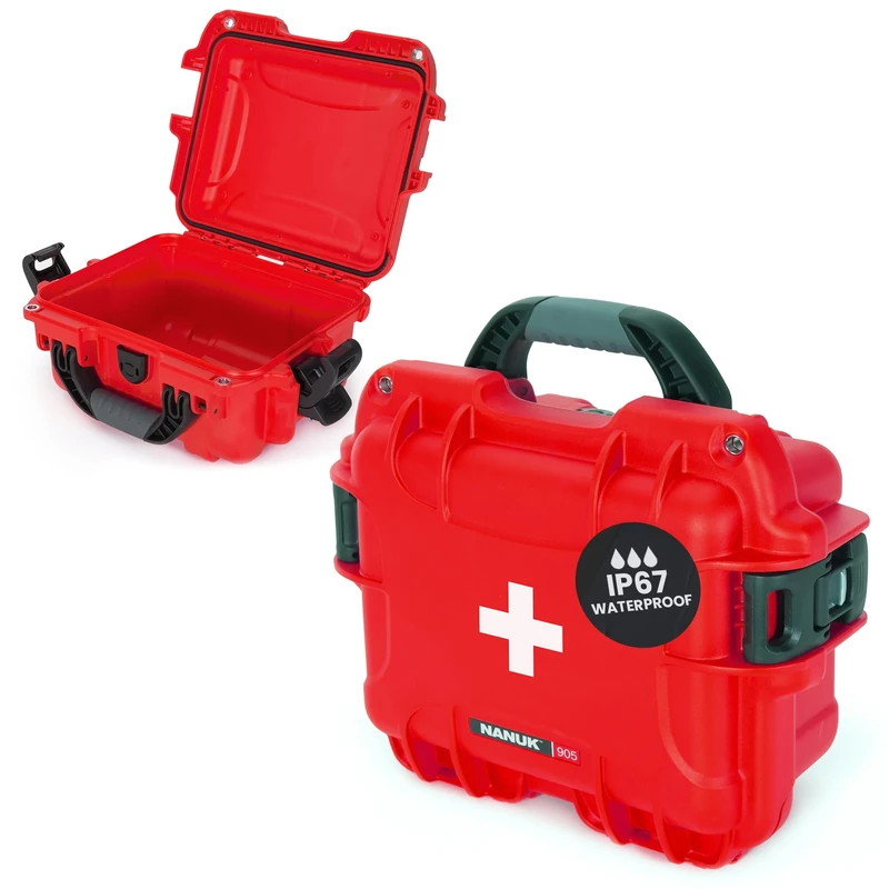 NANUK 905 Waterproof First Aid Prepper Survival Gear Dust and Impact Resistant Case - Empty - Red, 905-FSA9