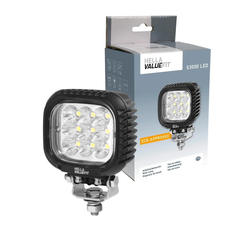 HELLA VALUEFIT 1GA 357 109-012 LED-Worklight - S3000 - 12/24/48V - 3000lm - Bolted/mounting - Swivelling Mounting Bracket - Long-range illumination - Cable: 800mm - Plug: DEUTSCH plug
