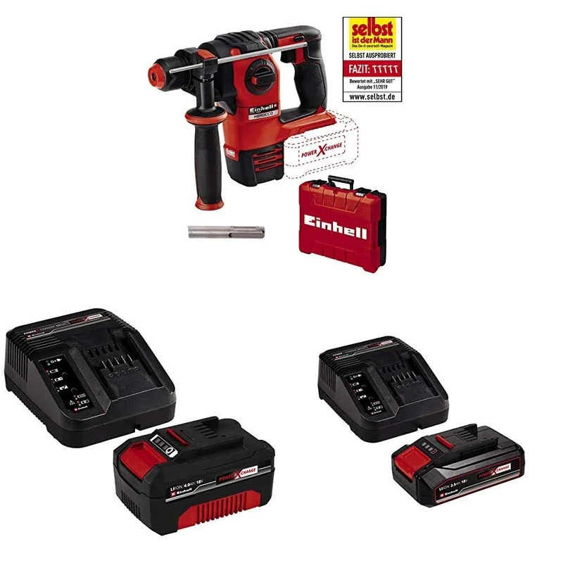 Einhell Herocco Brushless SDS Plus Hammer Drill with 18V 2.5Ah PXC Starter Kit Battery and Charger