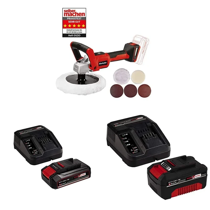 Einhell Cordless Polishing/Sanding Machine CE-CP 18/180 Li E-Solo Power X-Change with 18V 2.5Ah Battery & Charger