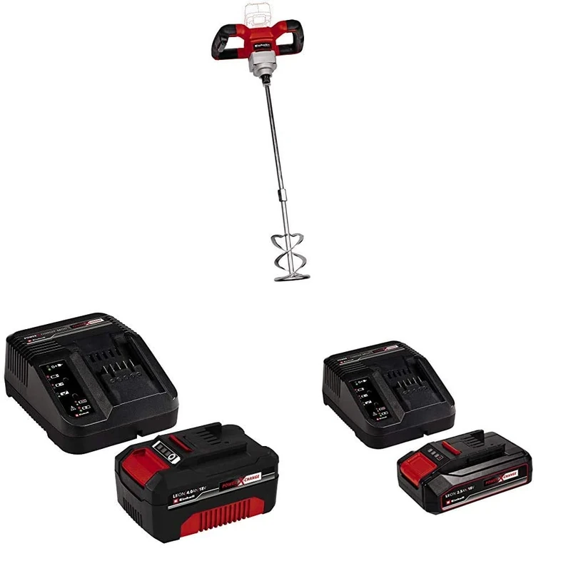 Einhell Cordless Paint and Mortar Mixer TE-MX 18 Li - Solo PXC with Original Einhell 18V 2.5Ah Starter Kit Power X-Change with Einhell Power X-Change Starter kit Battery with a Charger