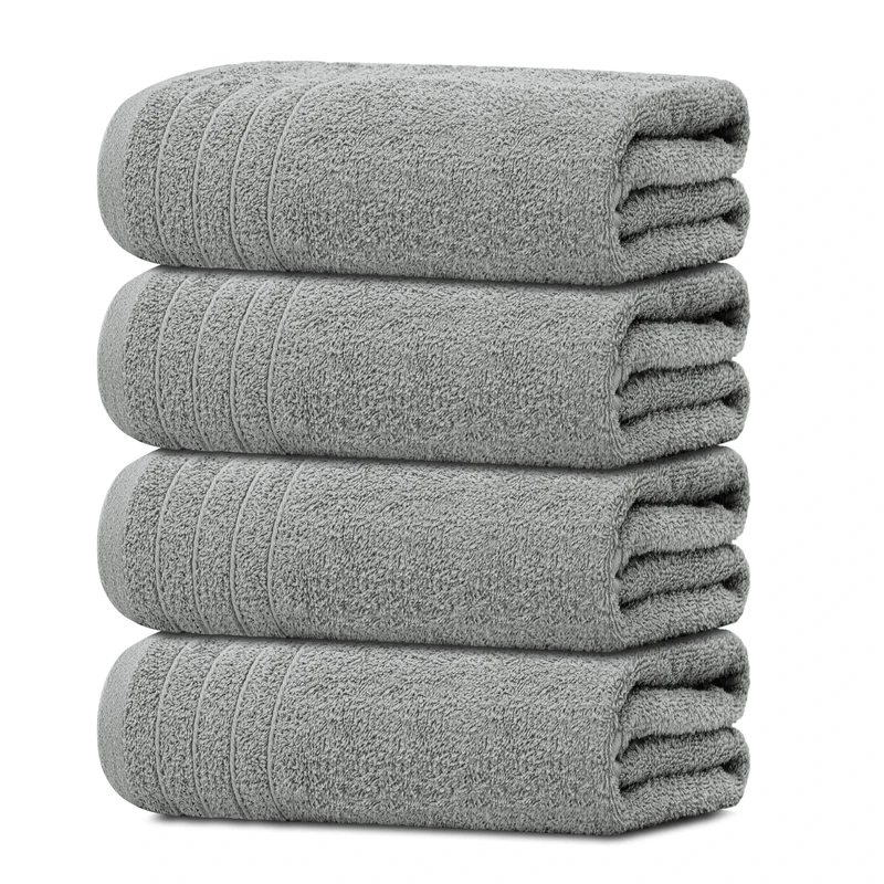 Tens Towels Large Bath Towels, 100% Cotton, 30 x 60 Inches Extra Large Bath Towels, Lighter Weight, Quicker to Dry, Super Absorbent, Perfect Bathroom Towels (Pack of 4, Cool Grey)