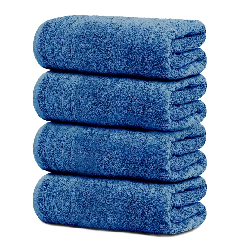 Tens Towels Large Bath Towels, 100% Cotton Towels, 30 x 60 Inches, Extra Large Bath Towels, Lighter Weight & Super Absorbent, Quick Dry, Perfect Bathroom Towels for Daily Use (Pack of 4) (Blue)