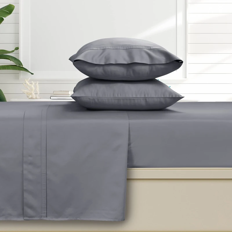 Tribeca Living 500 Thread Count Egyptian Cotton 6-Piece Deep Pocket Sheet Set, Queen, Steel Grey (500ECED6PSSQUST)