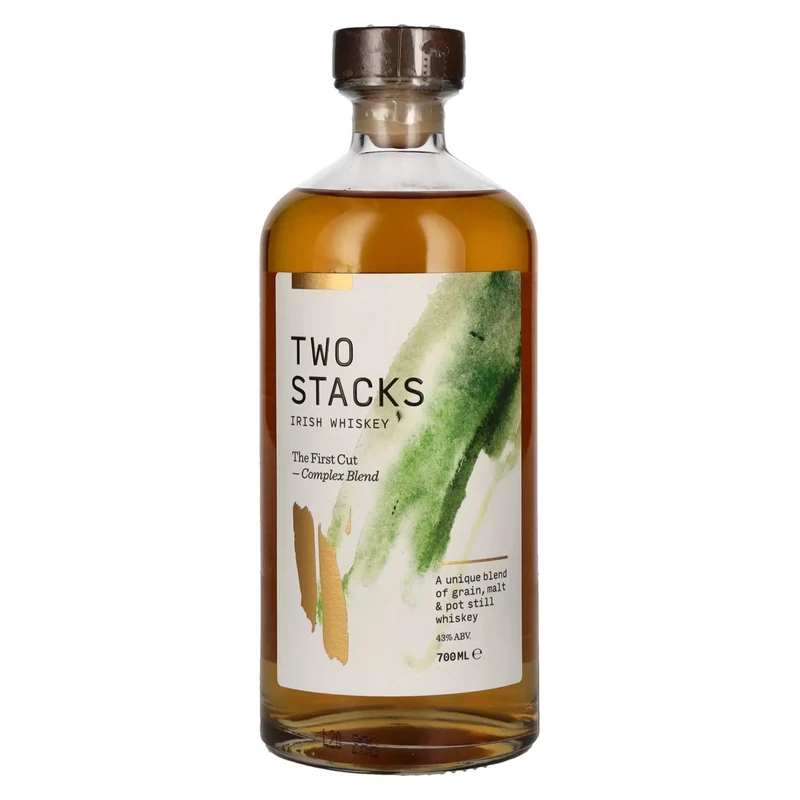 Two Stacks The First Cut Irish Whiskey, 700ml, 43% ABV, Complex Blend with Honey, Vanilla, Toasted Oak Notes
