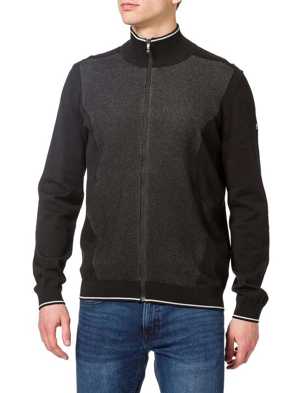 BOSS Men's Zorico Cardigan Sweater, Black 1, M