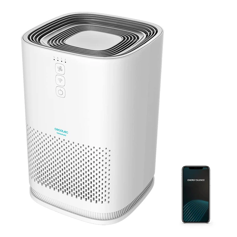 Cecotec TotalPure 1500 Connected Air Purifier, 26W, 100 CADR, HEPA, 3 Filtering Stages, Wi-Fi Control, 2 Operating Modes, PM 2.5 Sensor, Coverage 40 m3 - White
