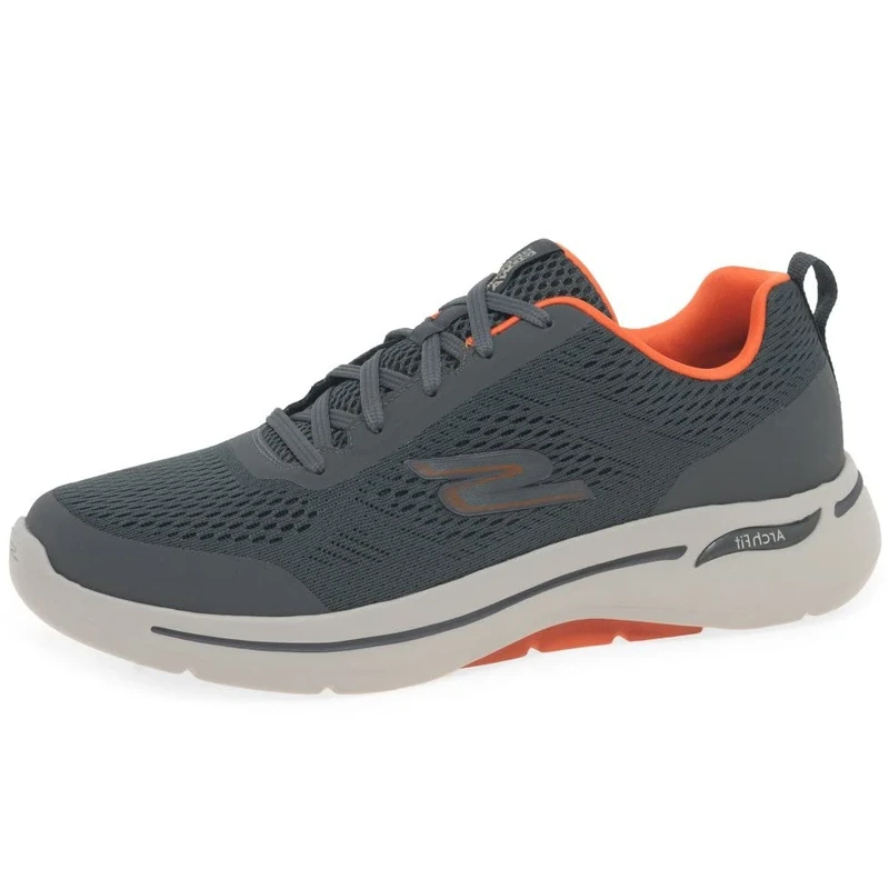 Skechers Men's Go Walk Arch Fit Idyllic Sneaker,Charcoal Textile/Synthetic/Orange Trim,7 UK