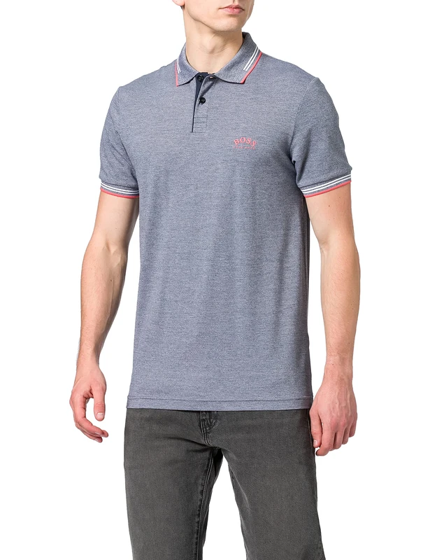BOSS Men's Paul Curved Polo Shirt - Blue - L