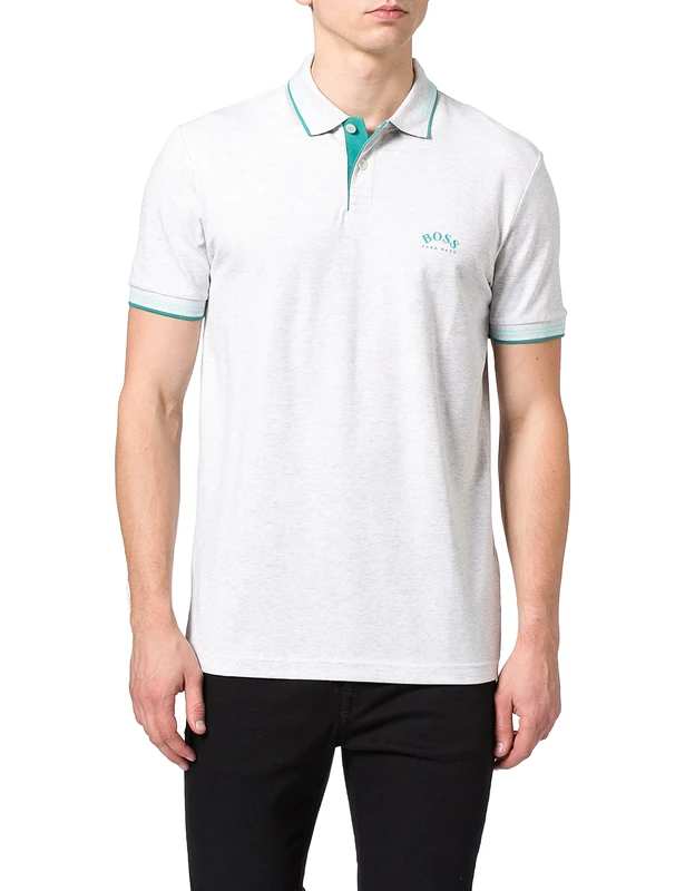 BOSS Men's Paul Polo Shirt with Curved Logo Polo Shirt, Light/Pastel Grey50., XS