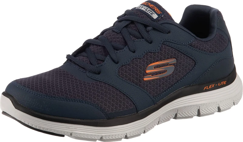 Skechers Men's Flex Advantage 4.0 Sneaker, Navy Leather Mesh Pu Trim, 7.5 UK
