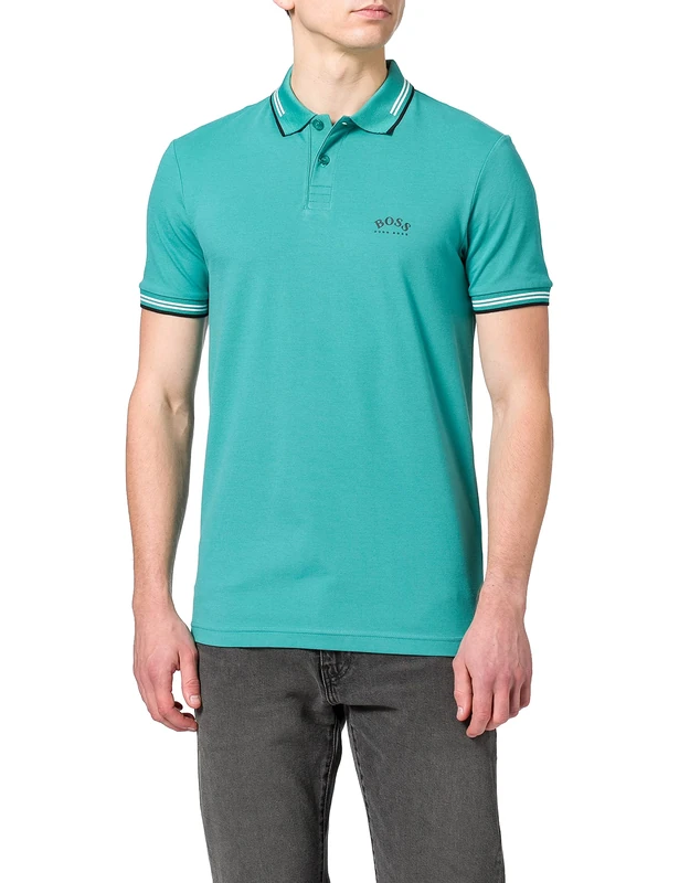 BOSS Men's Paul Curved Polo Shirt - Turquoise - S