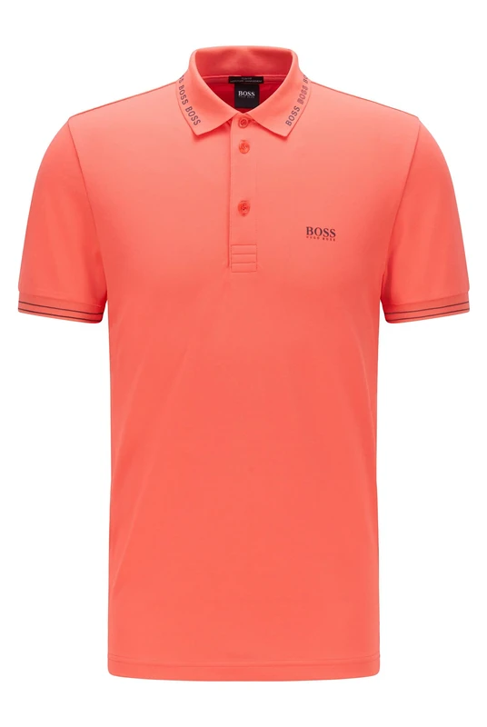 BOSS Mens Paule Slim-fit Polo Shirt with Logo-Detail Collar