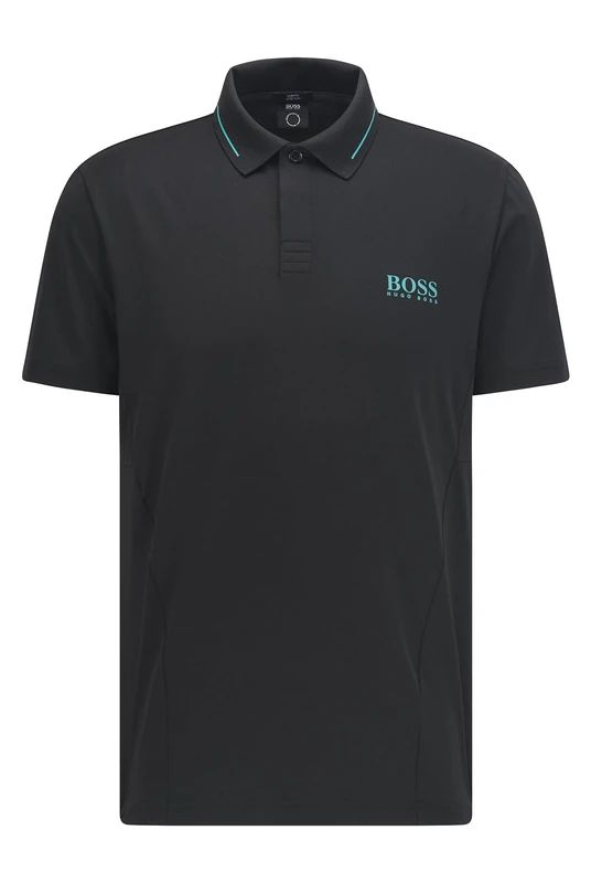 BOSS Mens Pauletech 1 Slim-fit Polo Shirt in Recycled Fabric with Stretch Black
