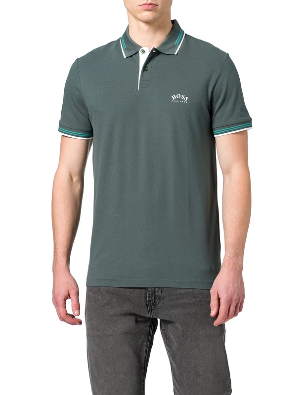 BOSS Men's Paul Curved 10196402 01 Polo Shirt, Dark Green301, M