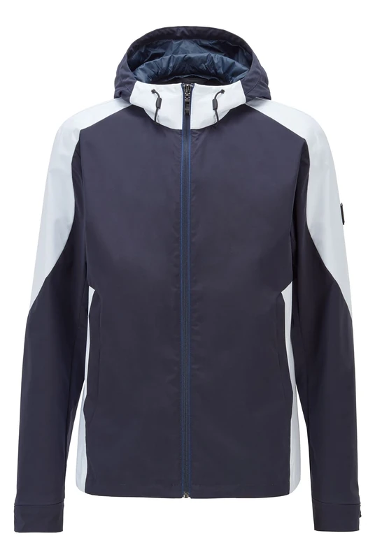 BOSS Mens J Flint Colour-Block Zip-up Jacket with Logo-Print Hood