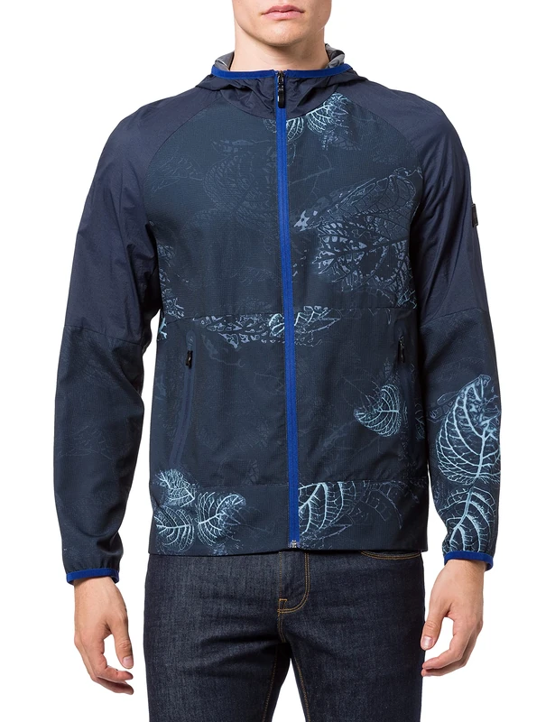 BOSS Mens J Garnet Packable Jacket in Water-Repellent Fabric with Botanical Print