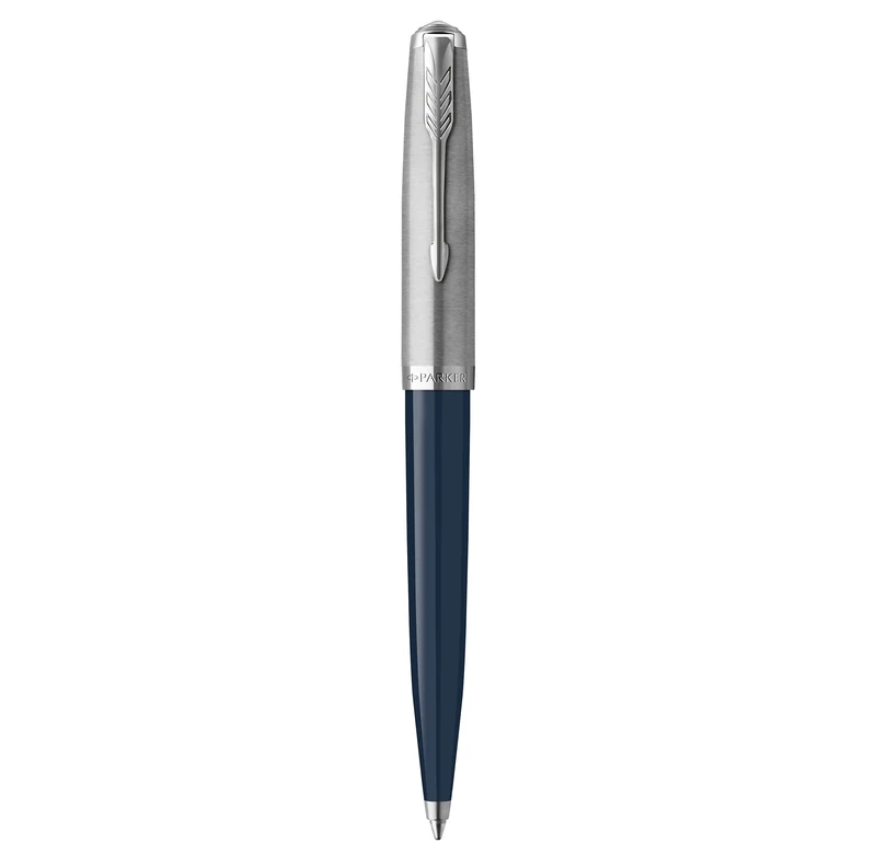 Parker 51 Ballpoint Pen | Midnight Blue Barrel with Chrome Trim | Medium Point with Black Ink Refill | Gift Box