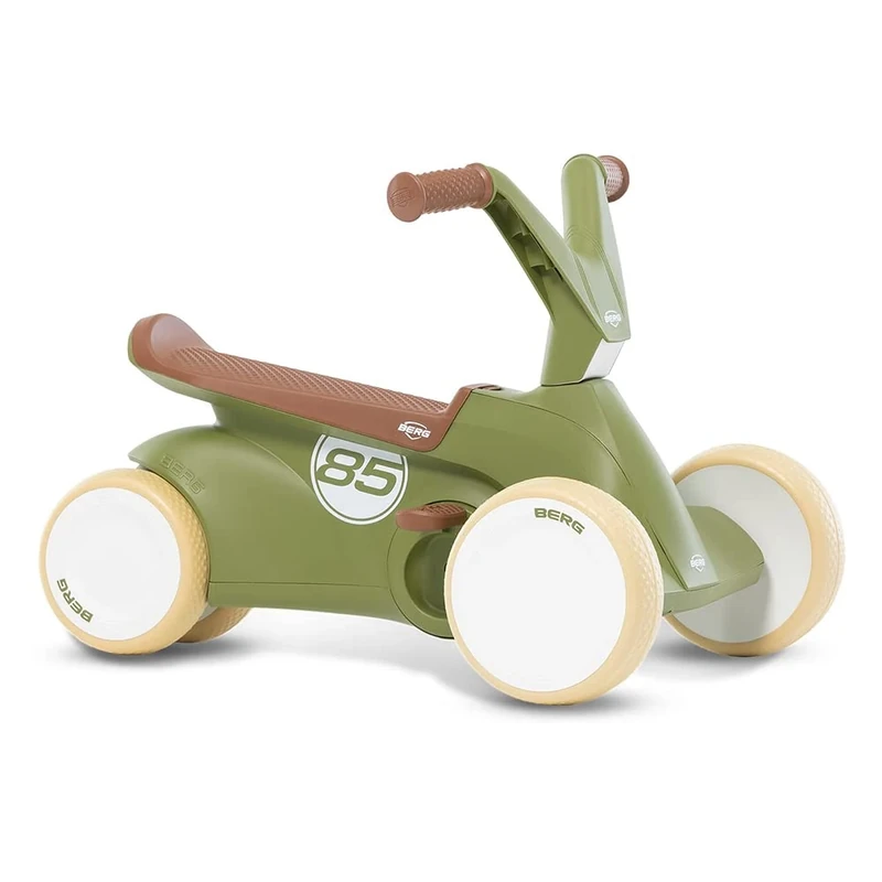 Berg GO² 2-in-1 Retro Green Slide Car, Ride-On and Balance Bike, Children's Car with Fold-Out Pedals, Pedal Gokart, Children's Toy Suitable for Children Aged 10-30 Months, Large