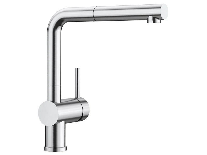 BLANCO Linus-S | Kitchen Mixer tap in PVD Steel | High-Pressure | with Pull-Out Hose | Non-Return Valve | Ceramic Cartridge | Assured Water Quality & Water-Saving | [11x26.6x28.7 cm]
