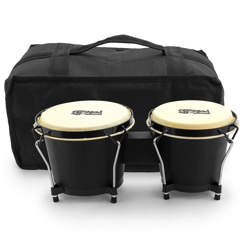 Mad About MA-BON01 Oak Bongo Drums with Carry Bag, 6 inches & 7 inches Black