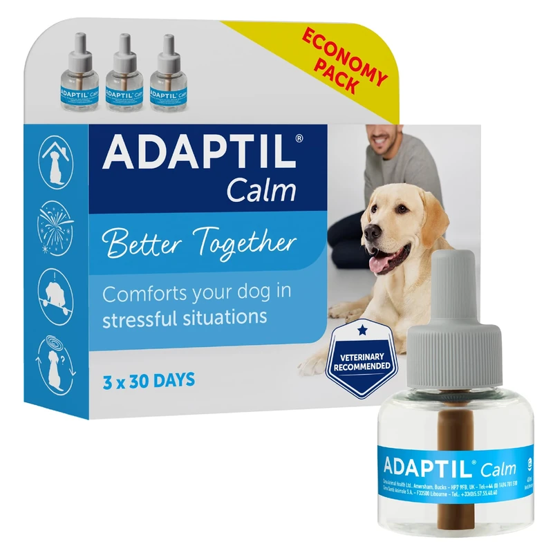 30 Day Refill X 3 For Adaptil Calm Home Diffuser For Dogs | Refill Value Pack For Adaptil Dog Calming Plug In Pheromone Diffuser To Help Reduce Anxiety And Stress In Pet Dogs