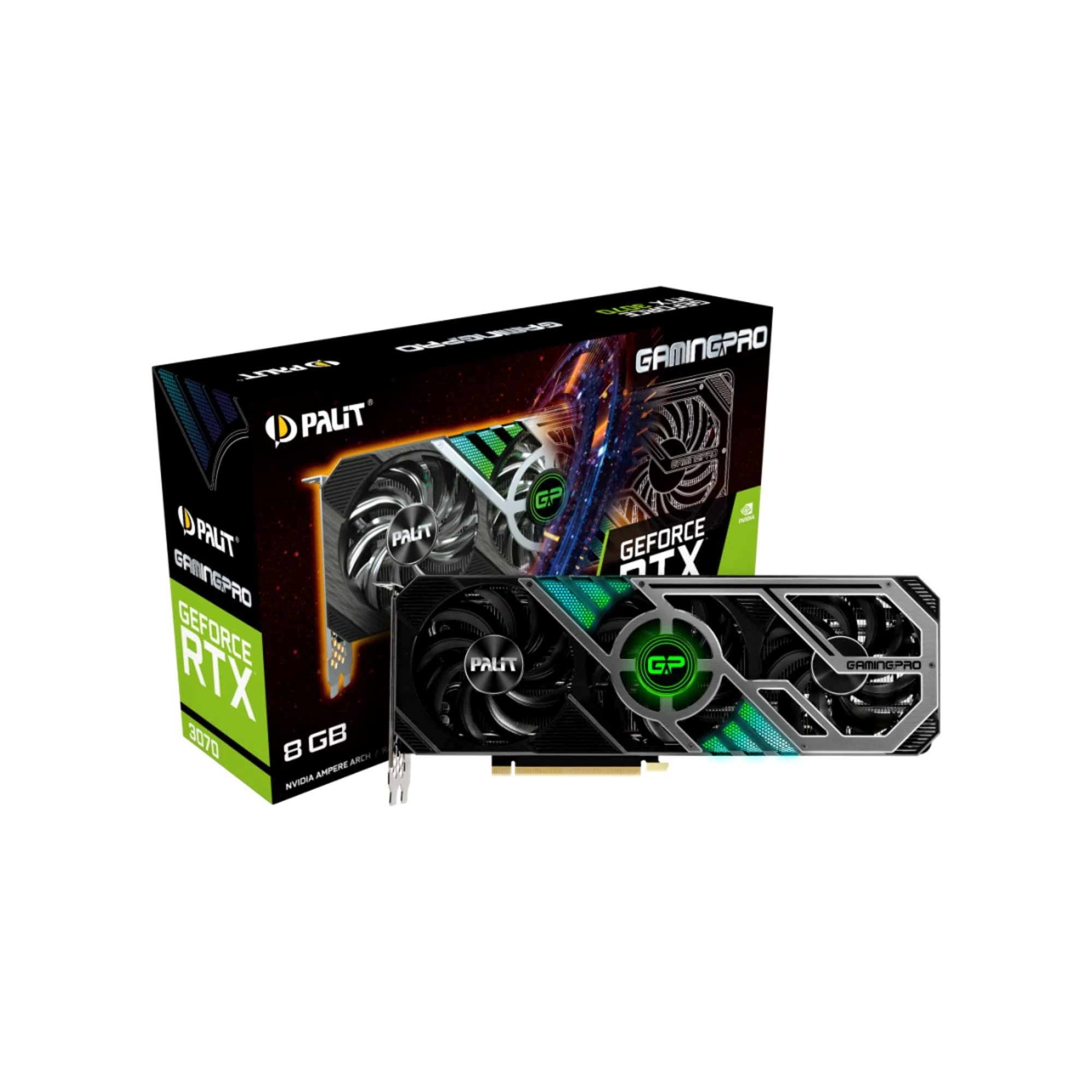 Palit GeForce RTX 3070 GamingPro 8GB GDDR6 Ray-Tracing LHR Graphics Card, 5888 Core, 1500MHz GPU, 1725 Boost, 3 x DisplayPort, HDMI, TurboFan 3.0