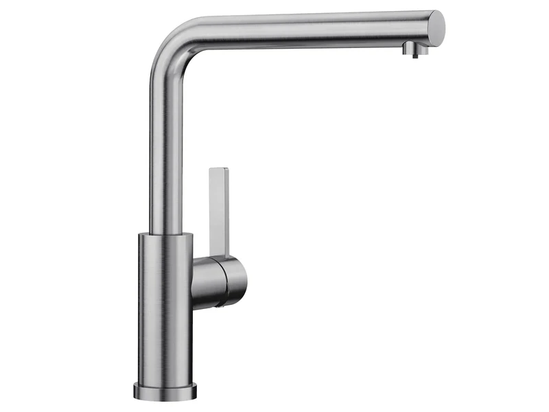 BLANCO 526181 Lanora-F Steel Kitchen Sink tap (Low Pressure) with a Fixed spout steel-526181, Brushed Stainless Steel, Vorfenster-Armatur Niederdruck