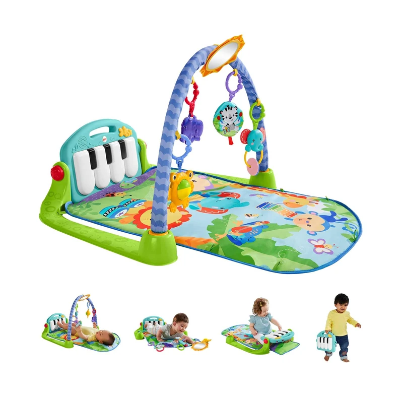 Fisher-Price Kick & Play Gym | Light Up Piano Play Mat for Infants to 3 Year Olds | Rainforest Playmats & Floor Gyms With Toys and Comfy Mats for Floor Play, HBB73