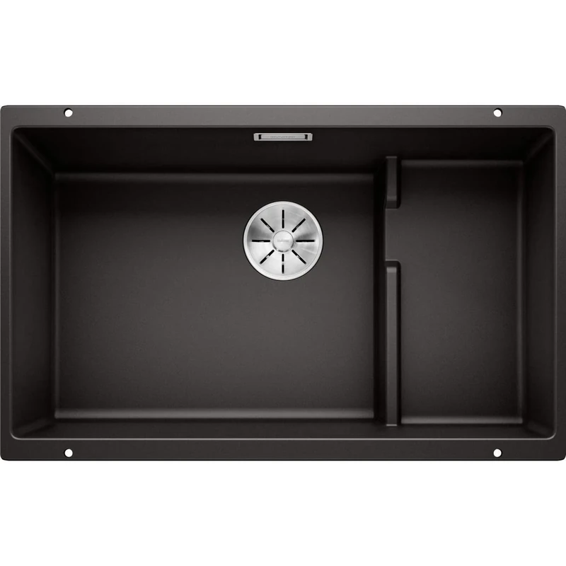 BLANCO SUBLINE 700-U Level | SILGRANIT Sink in Black | Installation Type: undermount Installation | for 80 cm Wide Base cabinets | One Cut-Out and only one Installation | [73x46x21.2 cm]