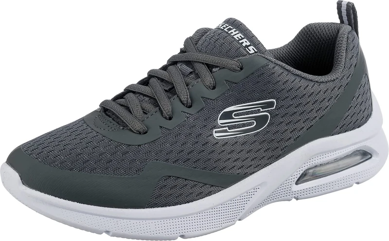 Skechers Boy's Microspec Max Sneakers, Charcoal Textile/ Charcoal & White Trim, 11 UK Child
