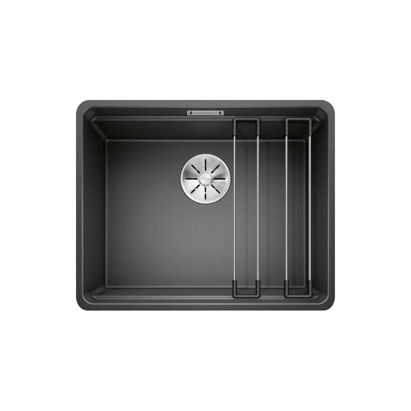 BLANCO ETAGON 500-F | SILGRANIT Sink in Anthracite | Installation Type: flushmount Installation | for 60 cm Wide Base cabinets | System Concept with Versatile ETAGON Rails | [52.7x42.7x21.2 cm]