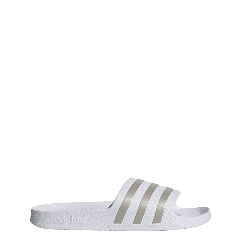 adidas Unisex Adult Adilette Aqua Slide Sandal, White/Platino Met/White, 7 Women/6 Men
