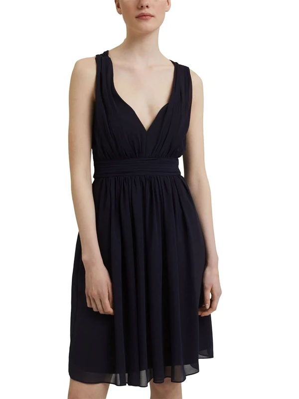 ESPRIT Women's 041eo1e327 Dress, 400/Navy, 14