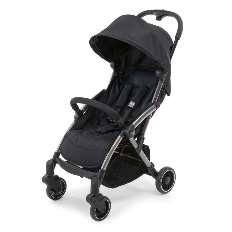 Chicco Cheerio Compact Baby Stroller 0-15 kg Ultra Lightweight Foldable and Reclining with Sleep Position, Automatic Closure, Sun Shade and Rain Cover, Black